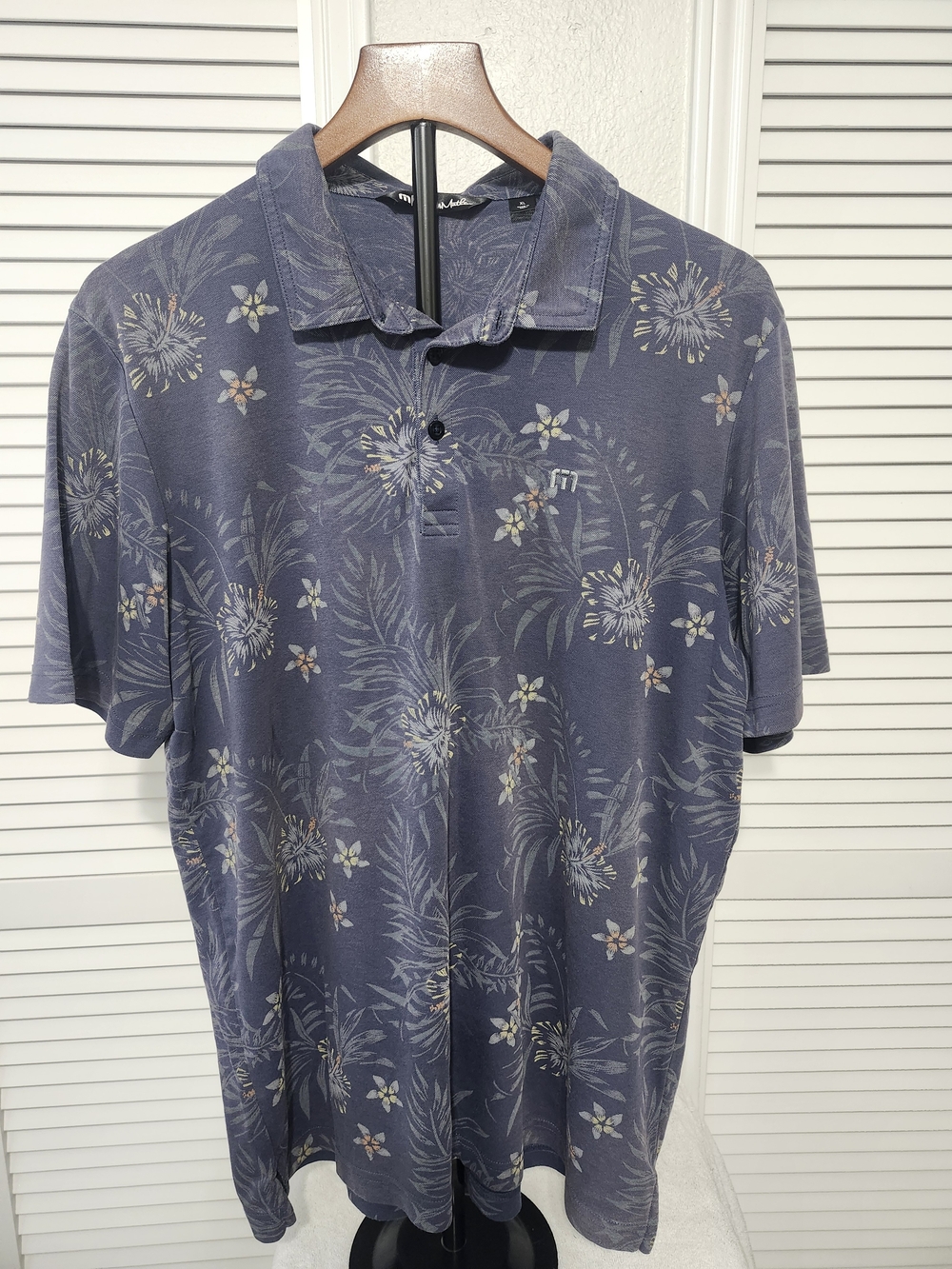 Men's Navy Floral Polo Shirt